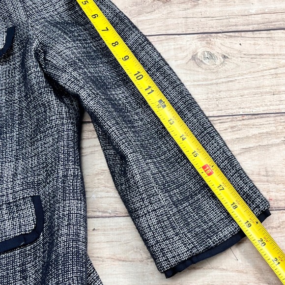 Talbots Women's Tweed Blazer Jacket Navy Blue White Trim Pockets Sz 10/12 - Picture 7 of 7